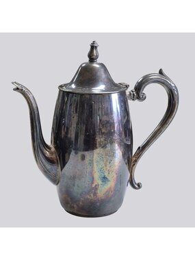 Vintage Oneida Silversmiths Silver-Plated Coffee/Tea Pot Ornate Handle & Spout